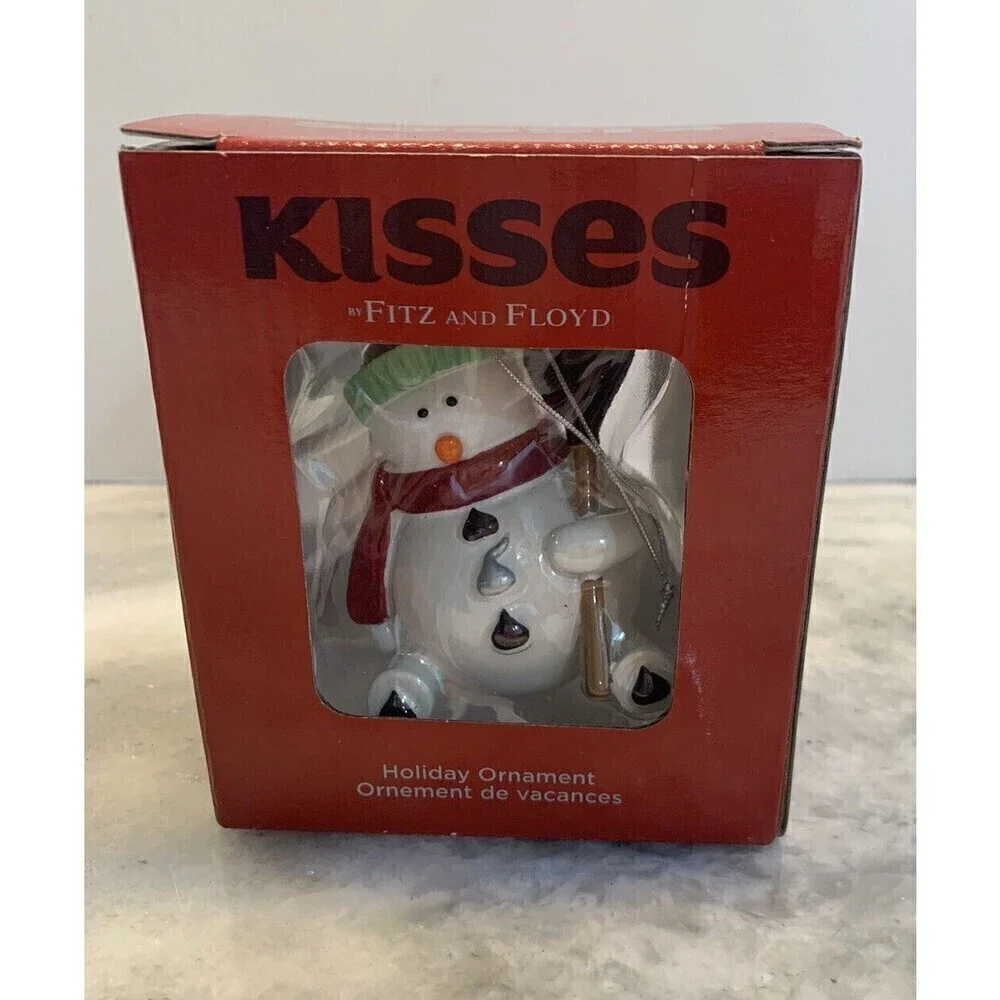 KISSES Fitz and Floyd Snowman with Chocolate Kisses Christmas Ornament